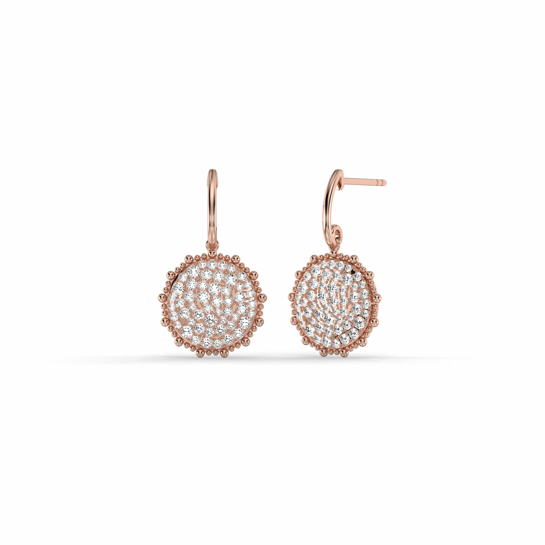 1CTW Lab Diamond Pave Dangling Disc Earrings - Earrings