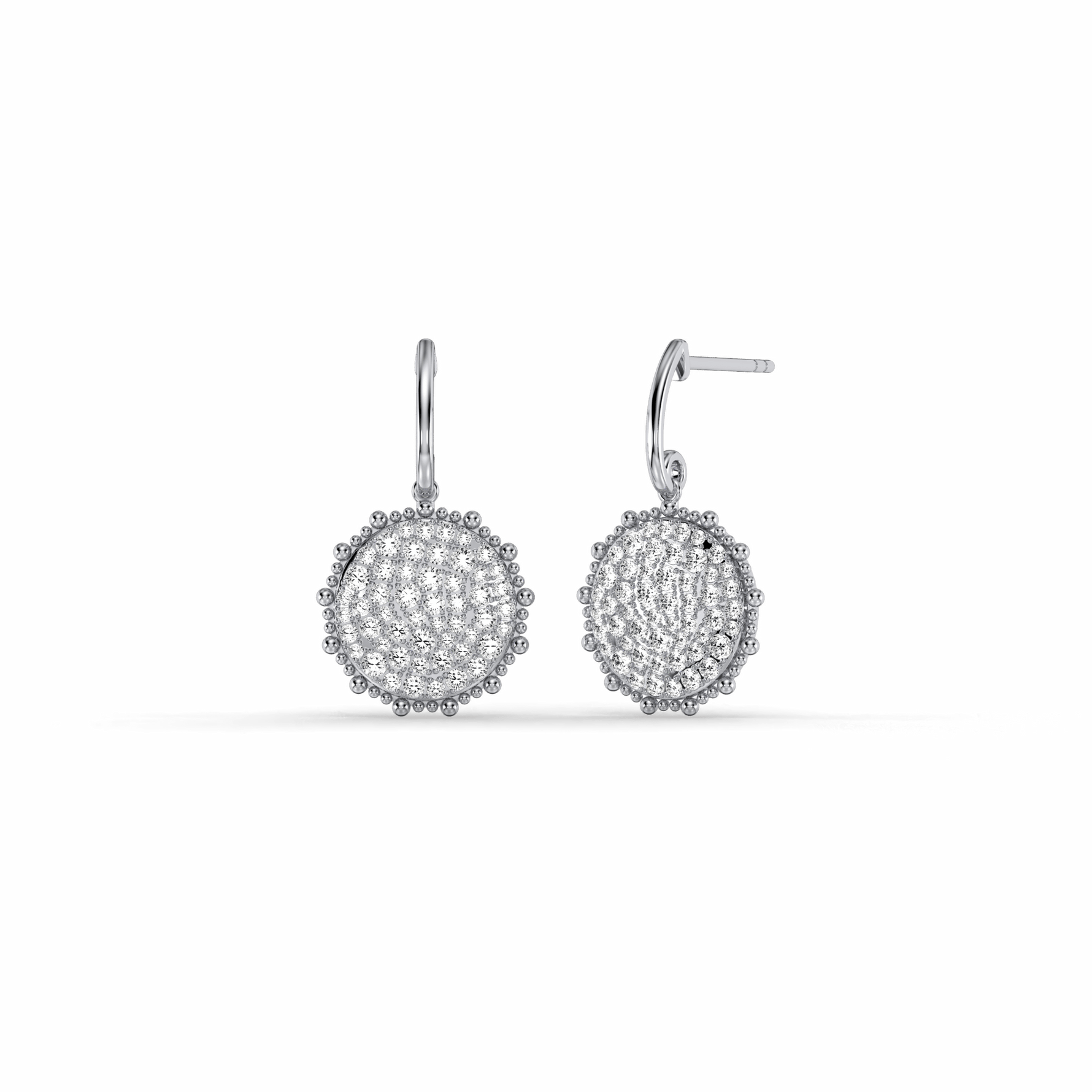 1CTW Lab Diamond Pave Dangling Disc Earrings - Earrings