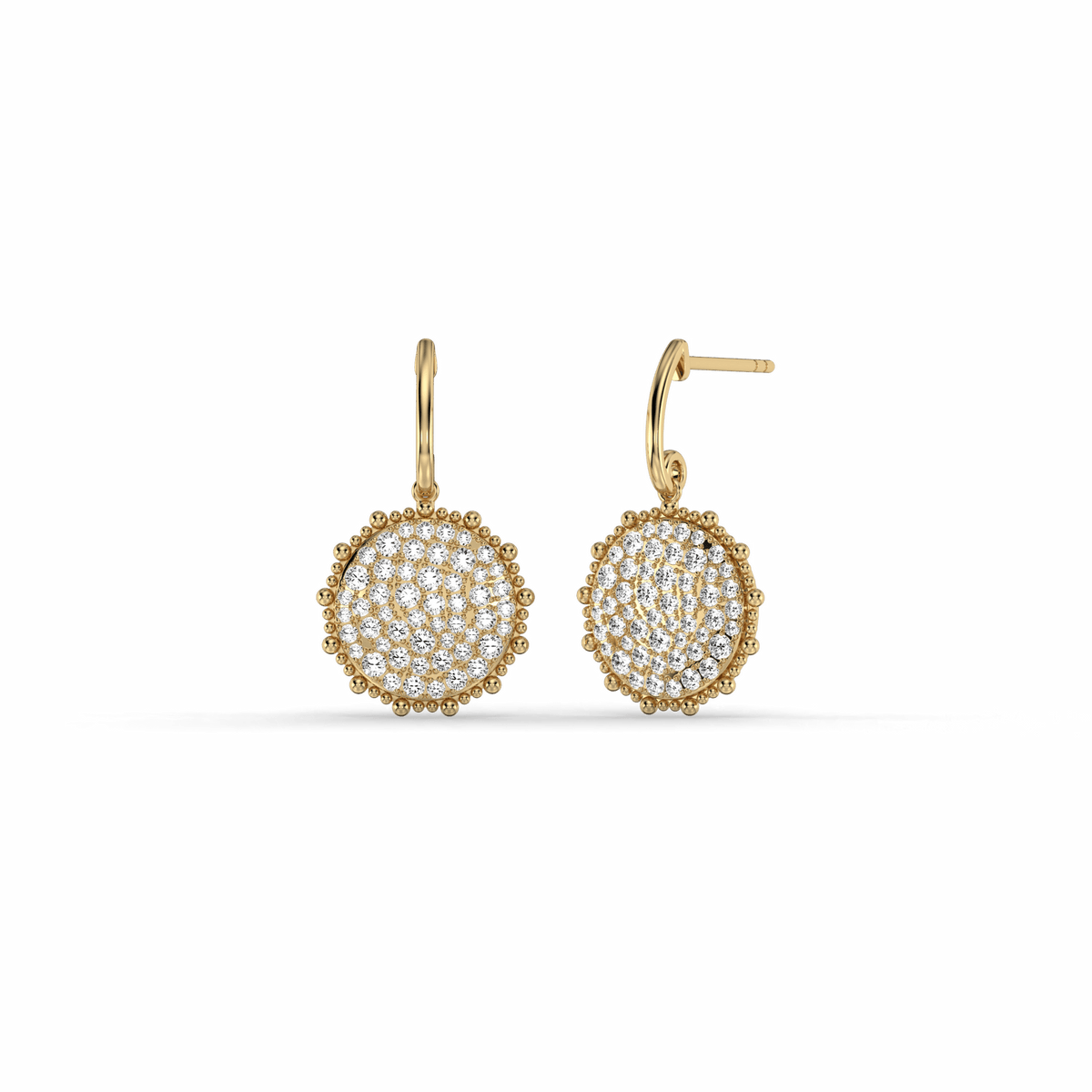 1CTW Lab Diamond Pave Dangling Disc Earrings - Earrings