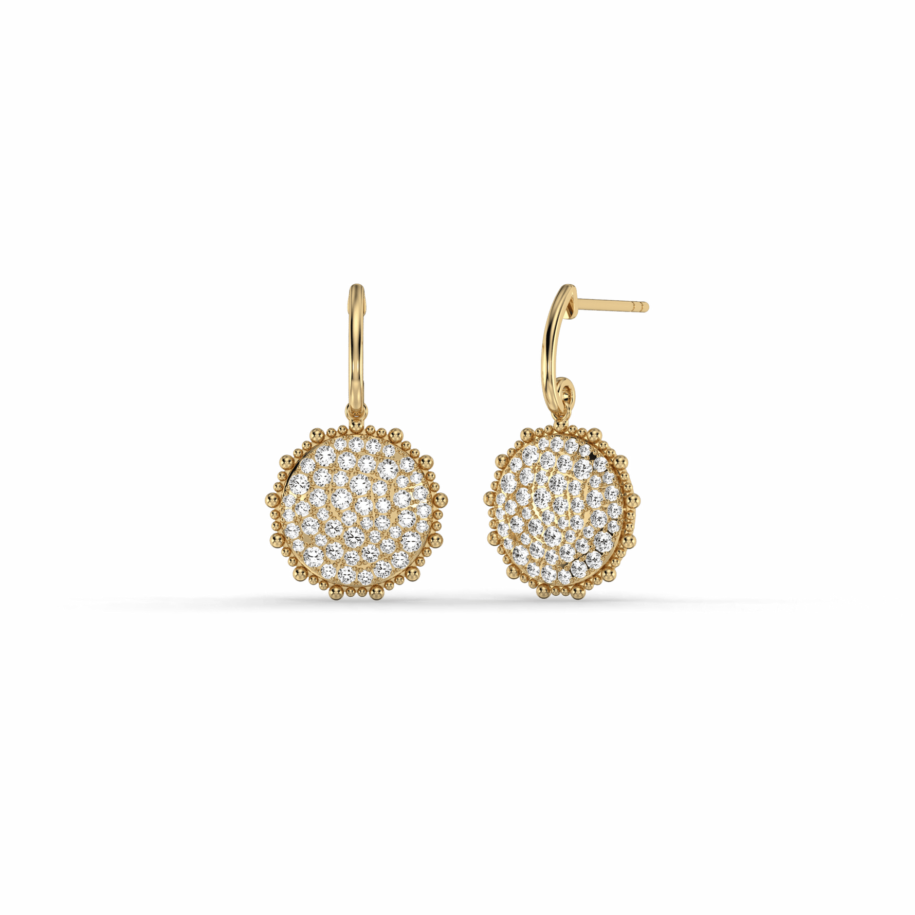 1CTW Lab Diamond Pave Dangling Disc Earrings - Earrings