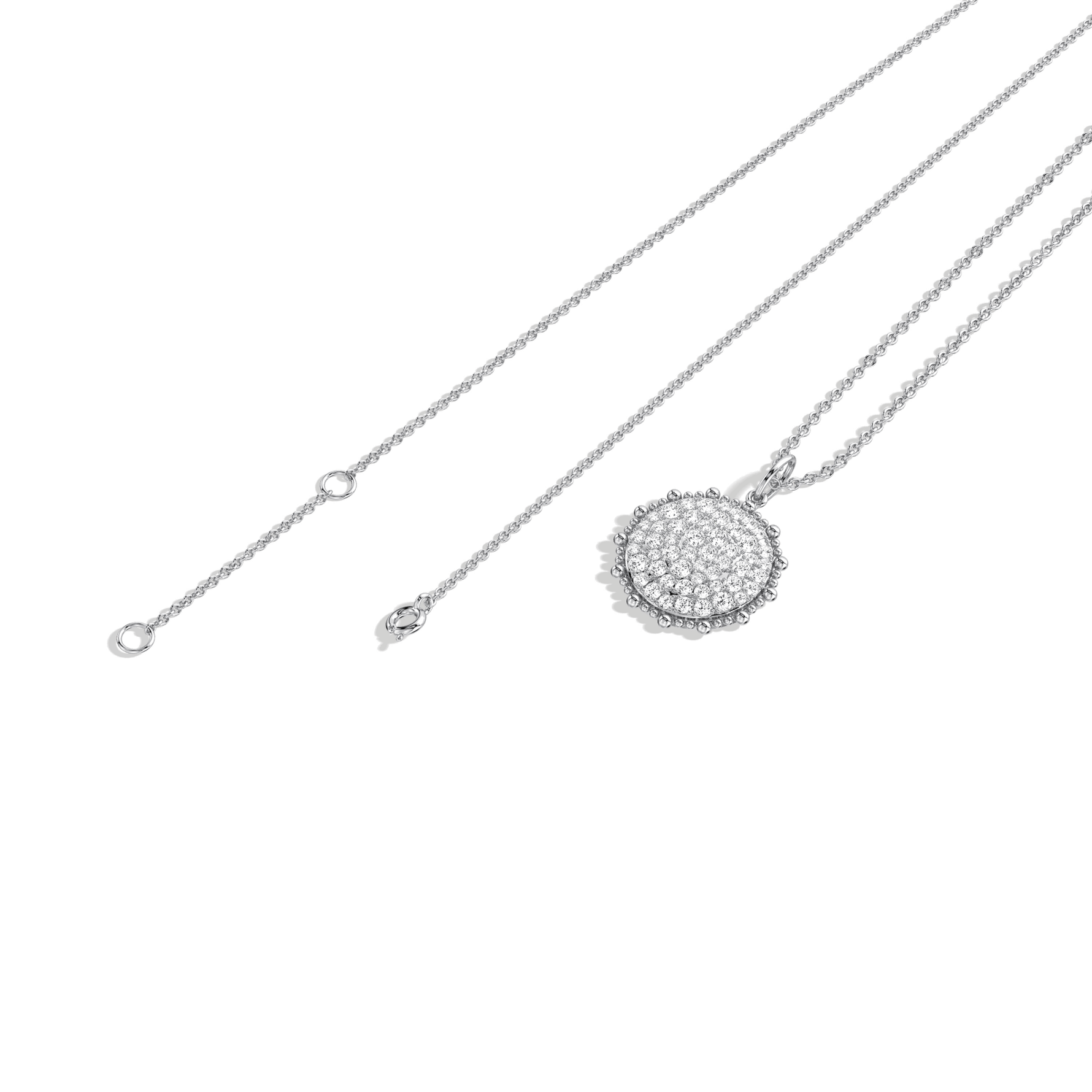 0.46CTW Lab Diamond Pave Disc Pendant Necklace In 14K Solid Gold/Platinum - 