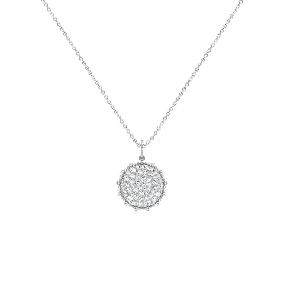 0.46CTW Lab Diamond Pave Disc Pendant Necklace In 14K Solid Gold/Platinum - 