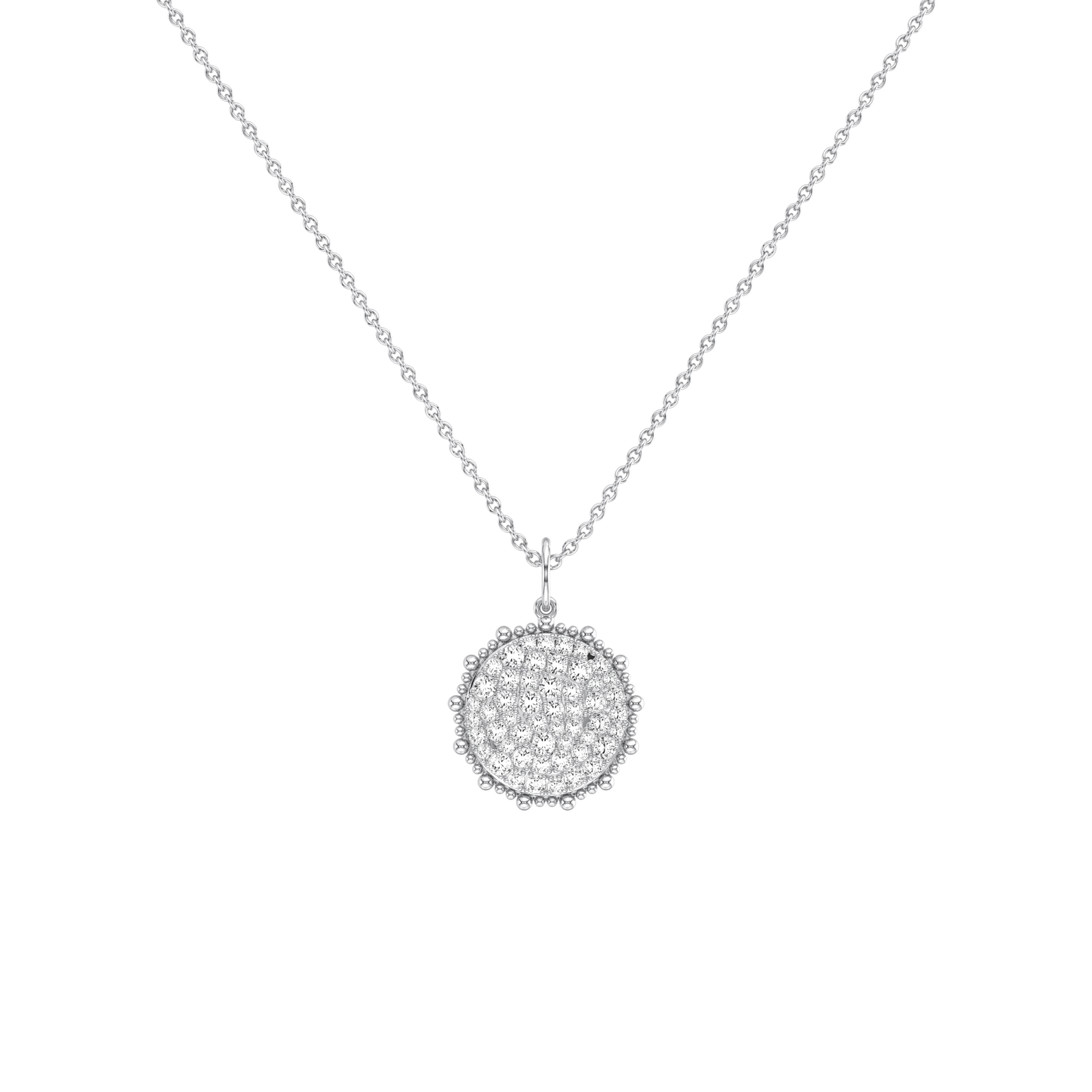 0.46CTW Lab Diamond Pave Disc Pendant Necklace In 14K Solid Gold/Platinum - 