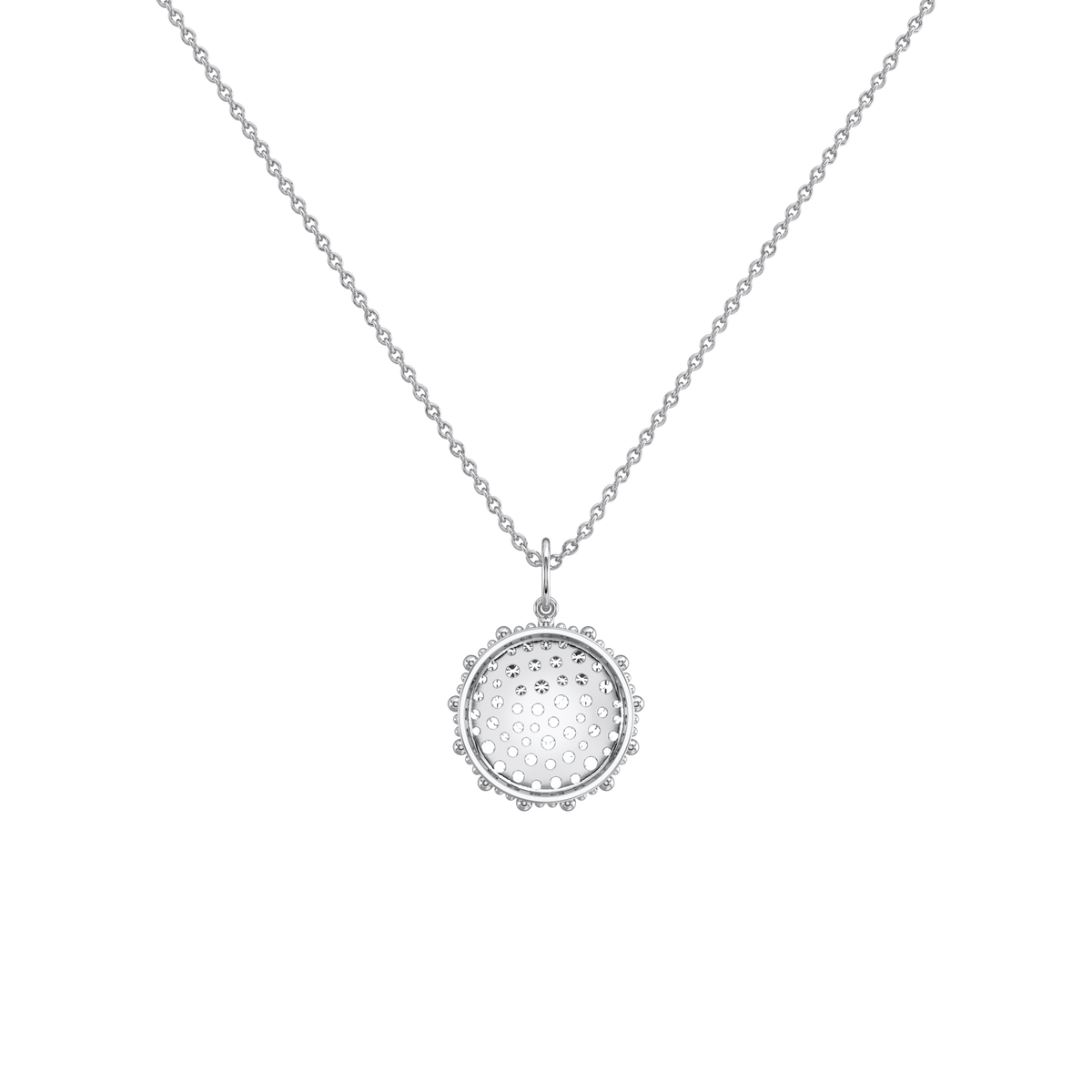 0.46CTW Lab Diamond Pave Disc Pendant Necklace In 14K Solid Gold/Platinum - 