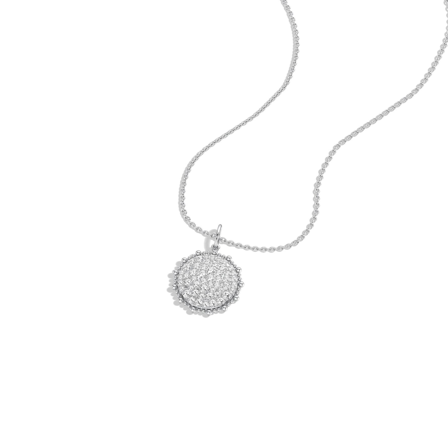 0.46CTW Lab Diamond Pave Disc Pendant Necklace In 14K Solid Gold/Platinum - 