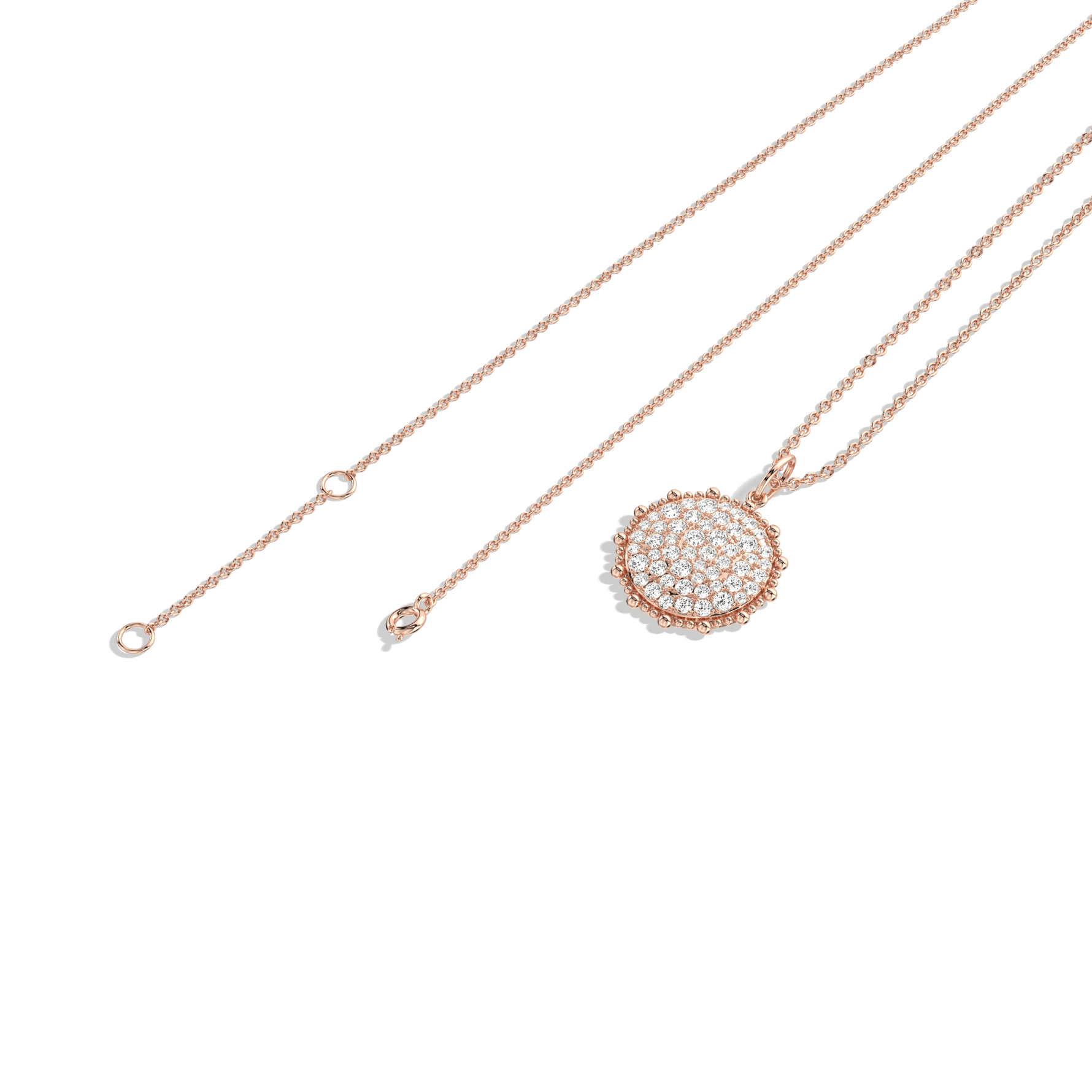 0.46CTW Lab Diamond Pave Disc Pendant Necklace In 14K Solid Gold/Platinum - 