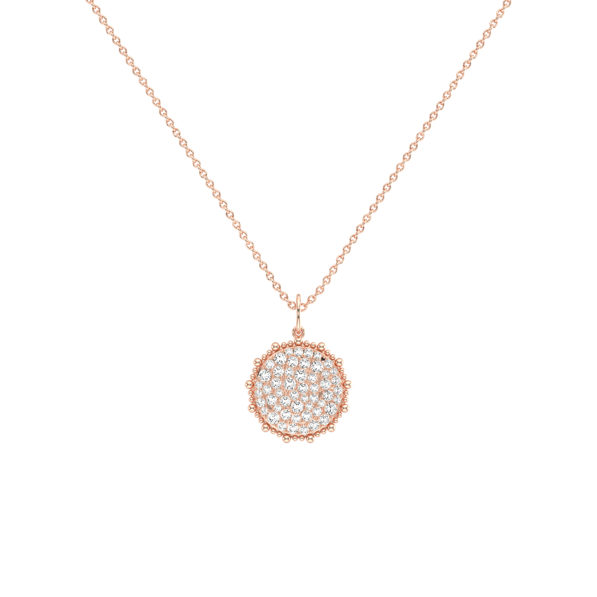 0.46CTW Lab Diamond Pave Disc Pendant Necklace In 14K Solid Gold/Platinum - 