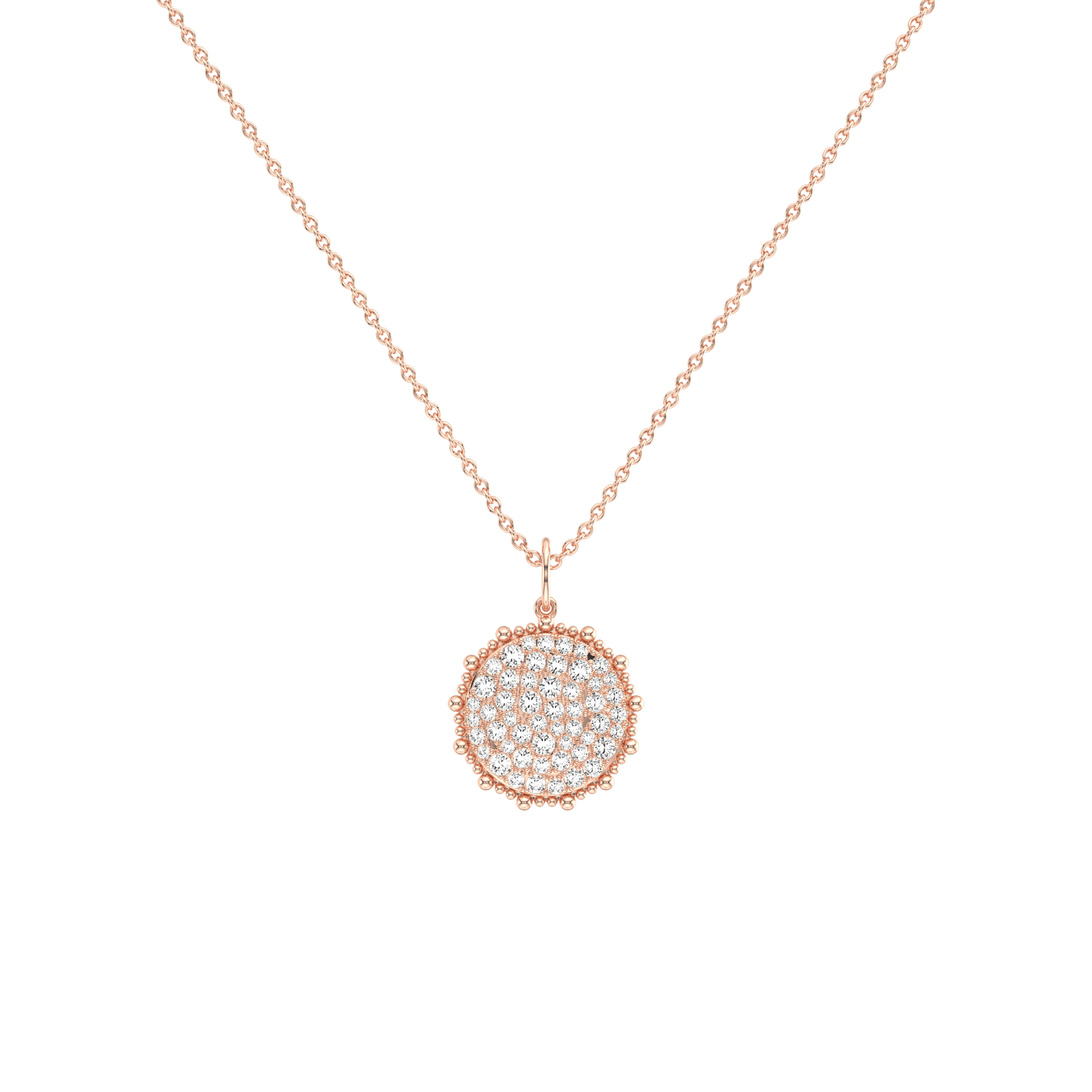 0.46CTW Lab Diamond Pave Disc Pendant Necklace In 14K Solid Gold/Platinum - 
