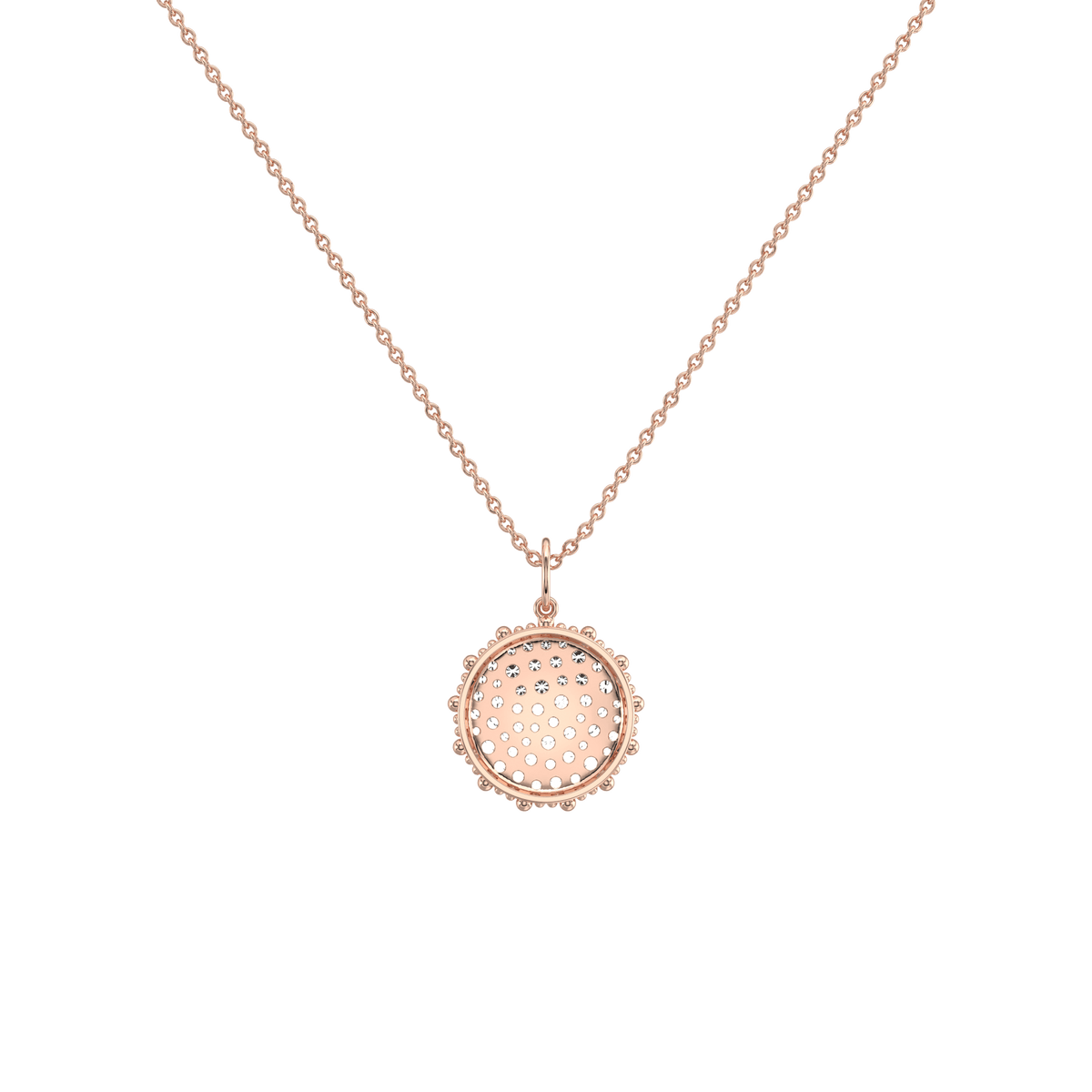 0.46CTW Lab Diamond Pave Disc Pendant Necklace In 14K Solid Gold/Platinum - 