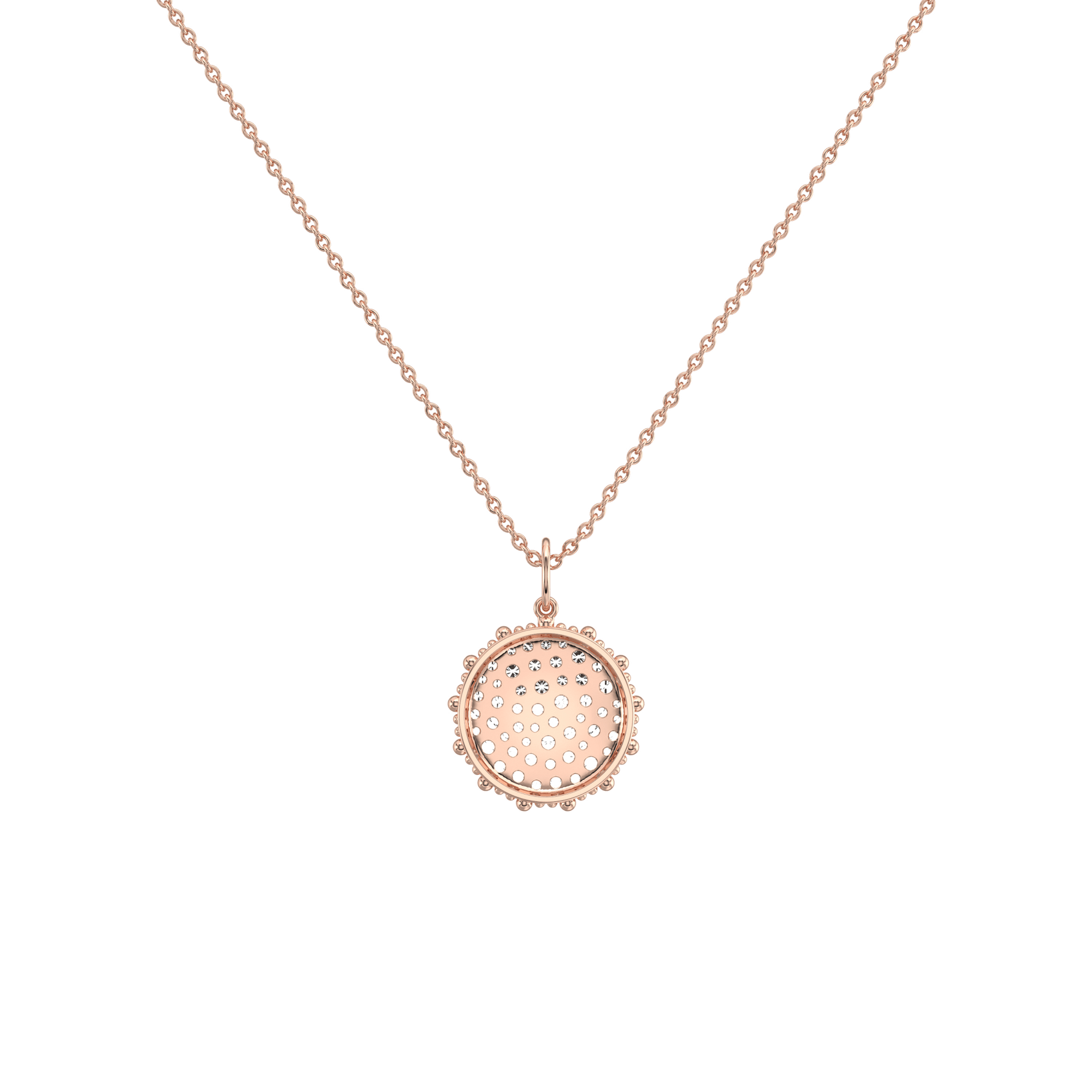 0.46CTW Lab Diamond Pave Disc Pendant Necklace In 14K Solid Gold/Platinum - 