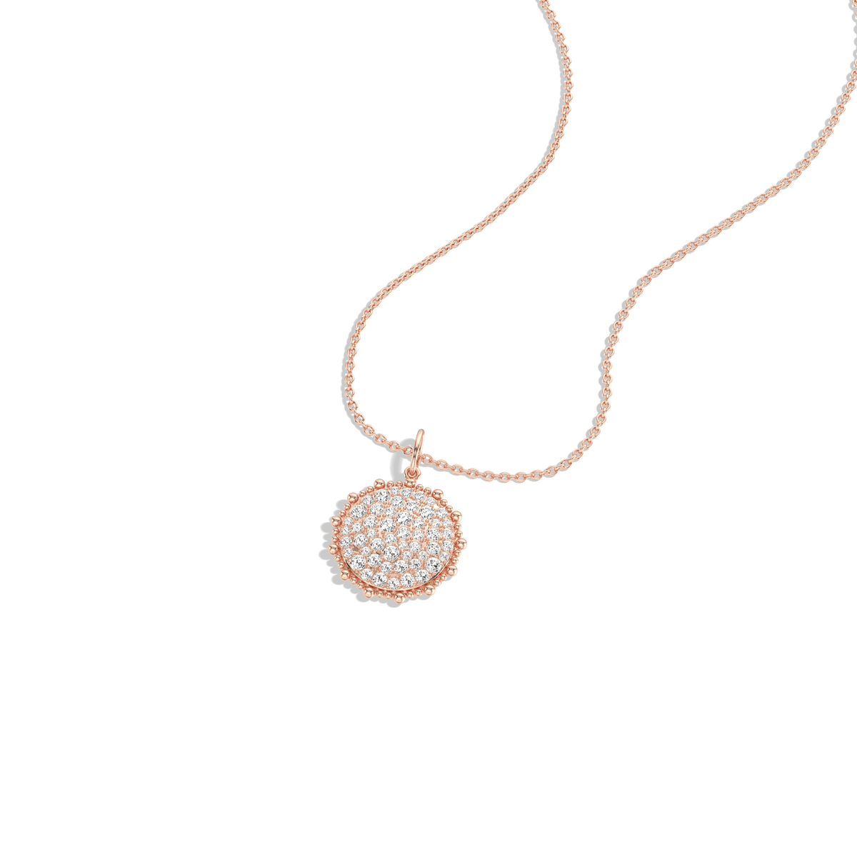 0.46CTW Lab Diamond Pave Disc Pendant Necklace In 14K Solid Gold/Platinum - 
