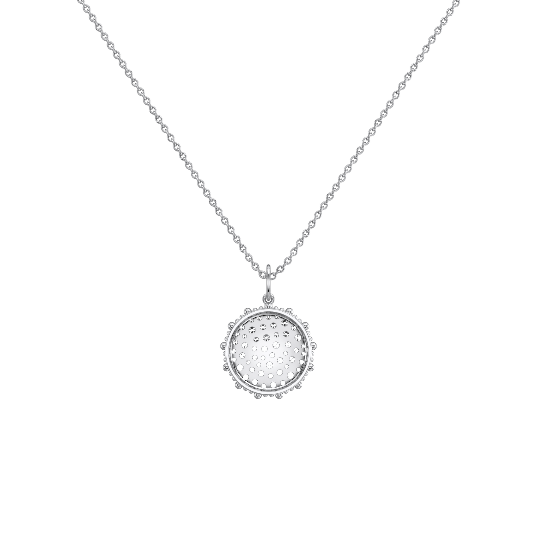 0.46CTW Lab Diamond Pave Disc Pendant Necklace In 14K Solid Gold/Platinum - 