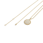 0.46CTW Lab Diamond Pave Disc Pendant Necklace In 14K Solid Gold/Platinum - 