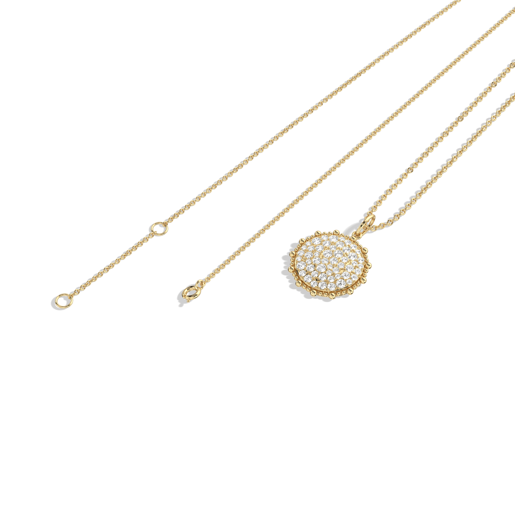 0.46CTW Lab Diamond Pave Disc Pendant Necklace In 14K Solid Gold/Platinum - 