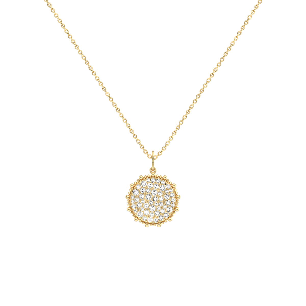 0.46CTW Lab Diamond Pave Disc Pendant Necklace In 14K Solid Gold/Platinum - 