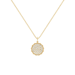 0.46CTW Lab Diamond Pave Disc Pendant Necklace In 14K Solid Gold/Platinum - 