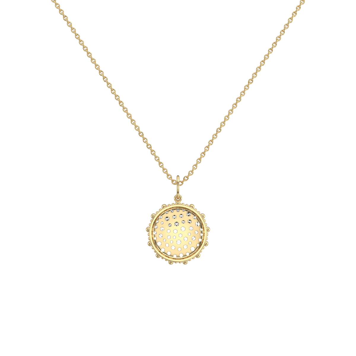 0.46CTW Lab Diamond Pave Disc Pendant Necklace In 14K Solid Gold/Platinum - 