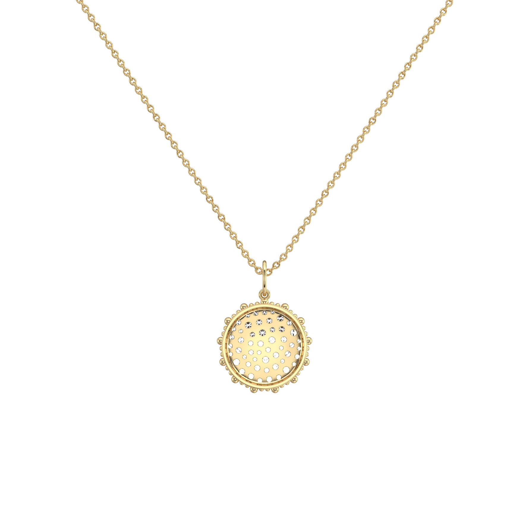 0.46CTW Lab Diamond Pave Disc Pendant Necklace In 14K Solid Gold/Platinum - 