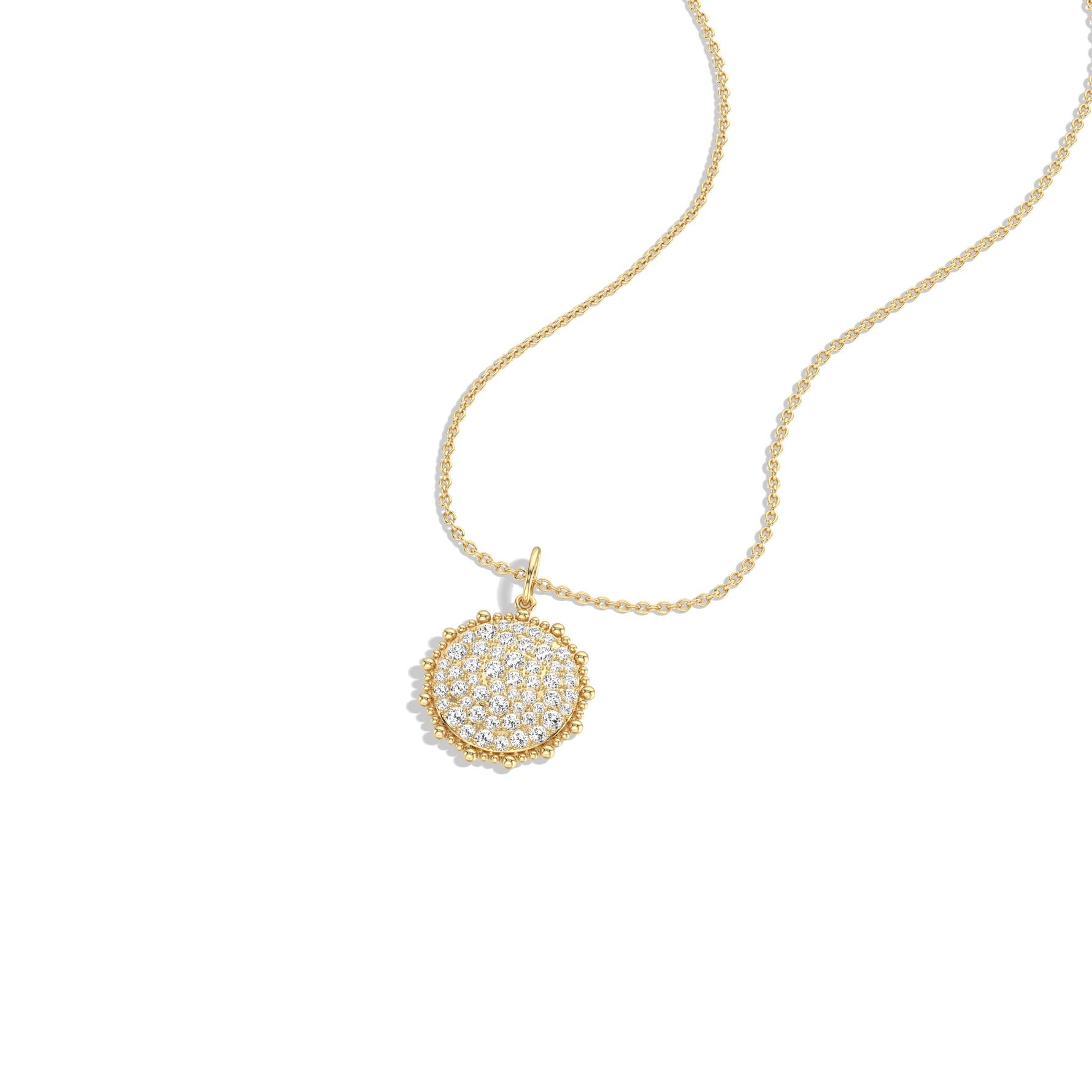 0.46CTW Lab Diamond Pave Disc Pendant Necklace In 14K Solid Gold/Platinum - 
