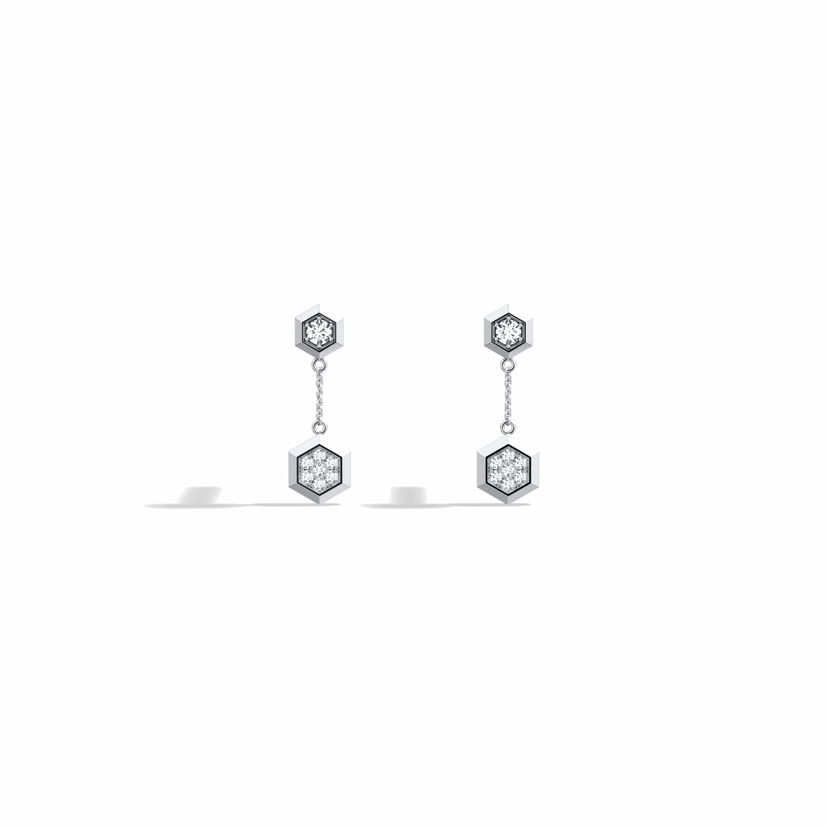 0.15CTW Round Lab Dimaond Hexagon Drop Earring - 