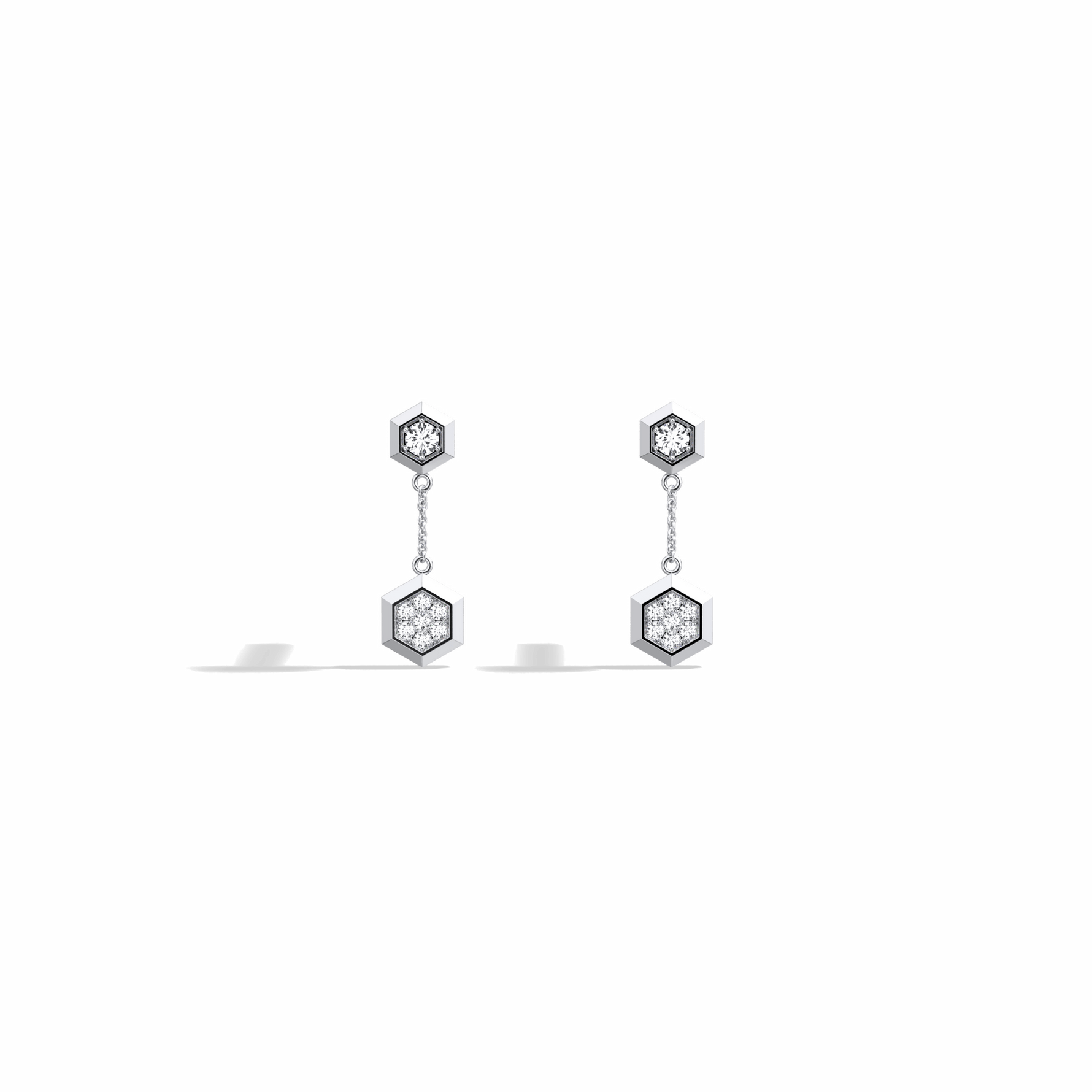 0.15CTW Round Lab Dimaond Hexagon Drop Earring - 