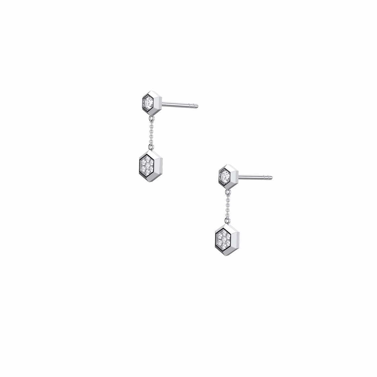 0.15CTW Round Lab Dimaond Hexagon Drop Earring - 