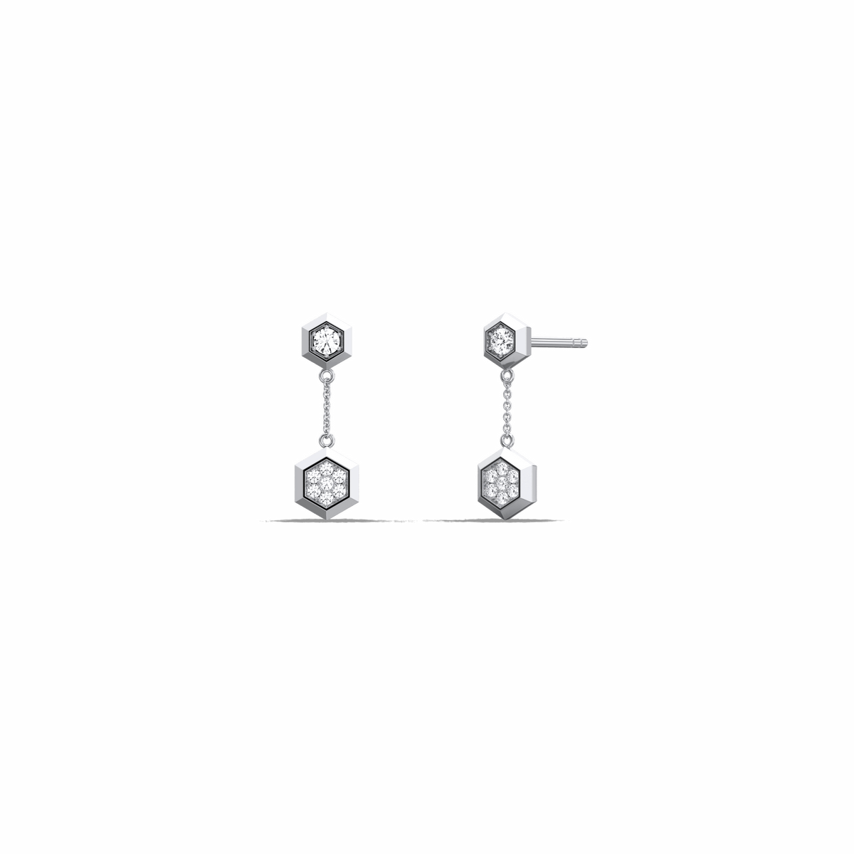 0.15CTW Round Lab Dimaond Hexagon Drop Earring - 