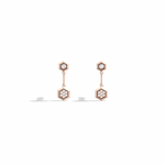 0.15CTW Round Lab Dimaond Hexagon Drop Earring - 