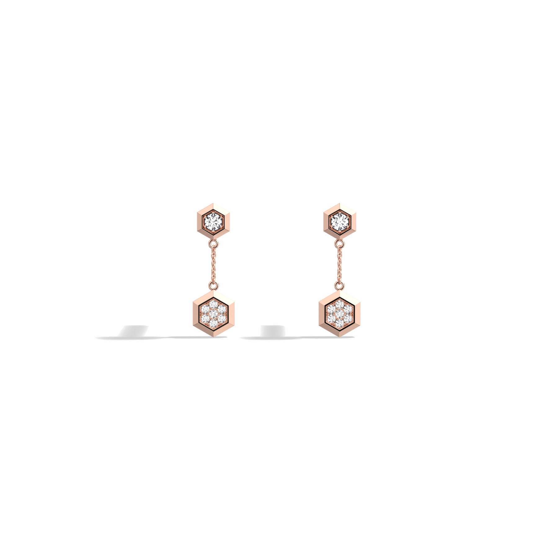 0.15CTW Round Lab Dimaond Hexagon Drop Earring - 