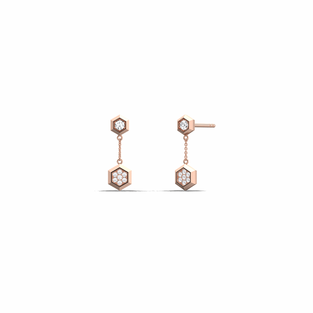0.15CTW Round Lab Dimaond Hexagon Drop Earring - 