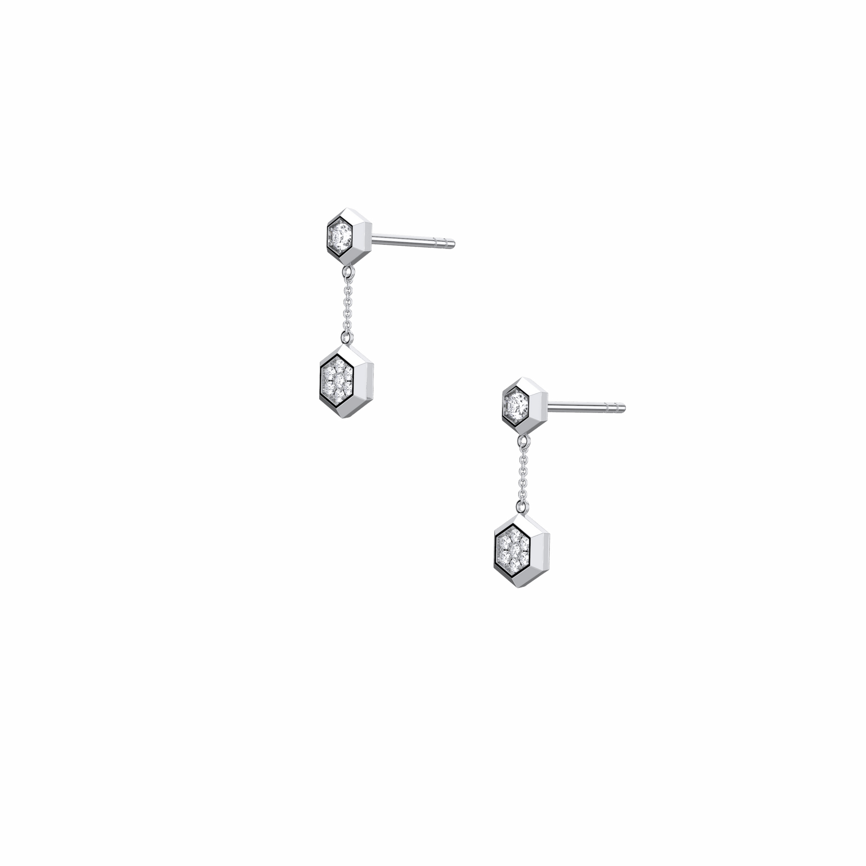 0.15CTW Round Lab Dimaond Hexagon Drop Earring - 