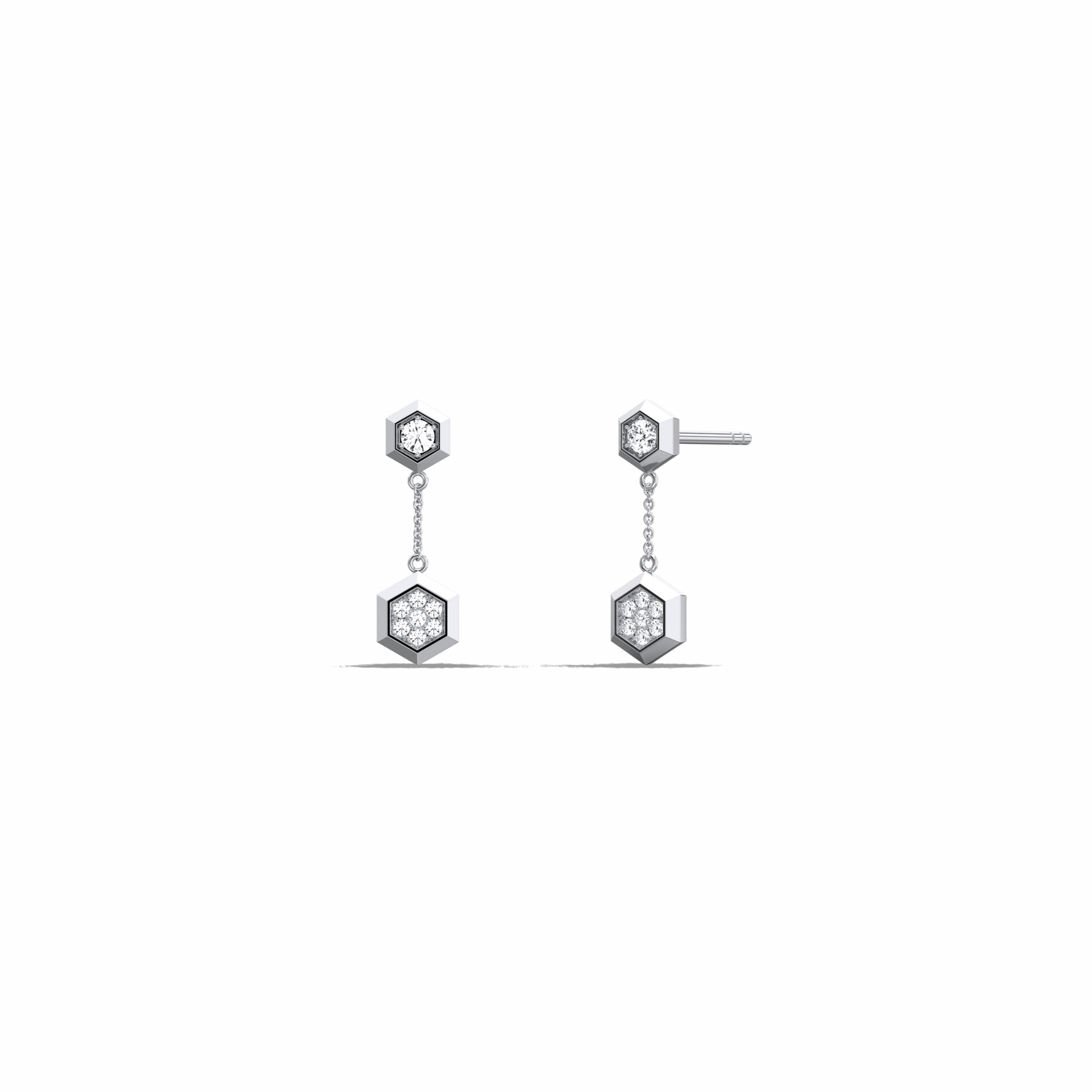 0.15CTW Round Lab Dimaond Hexagon Drop Earring - 