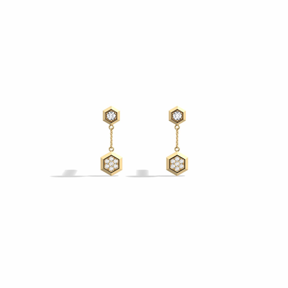 0.15CTW Round Lab Dimaond Hexagon Drop Earring - 