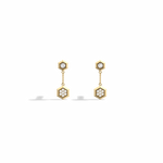 0.15CTW Round Lab Dimaond Hexagon Drop Earring - 