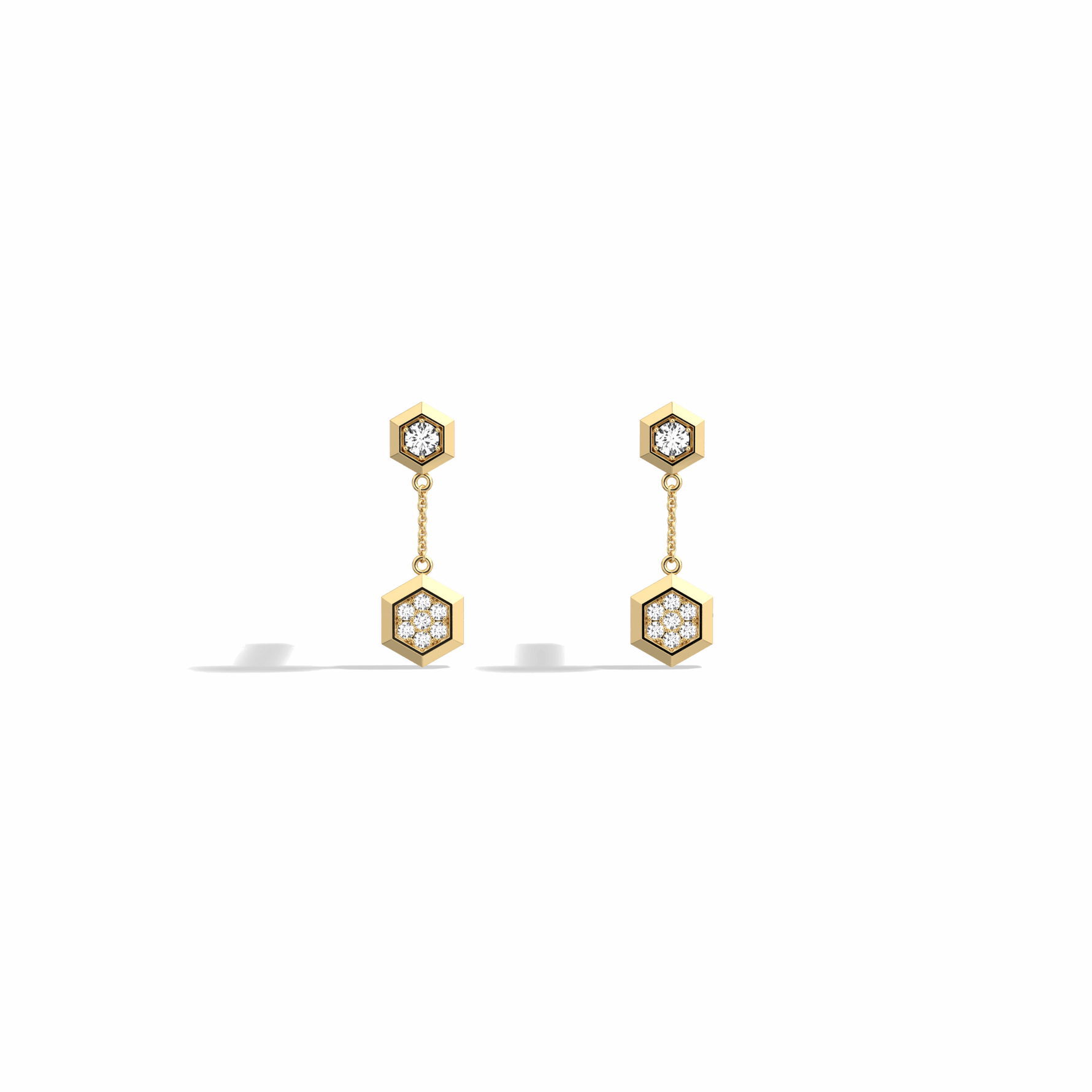 0.15CTW Round Lab Dimaond Hexagon Drop Earring - 