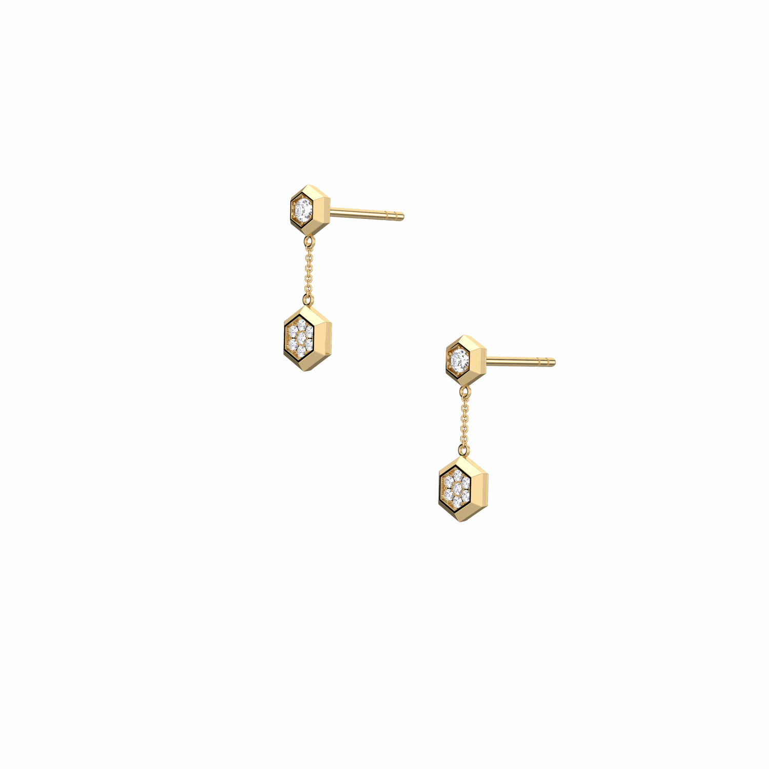 0.15CTW Round Lab Dimaond Hexagon Drop Earring - 