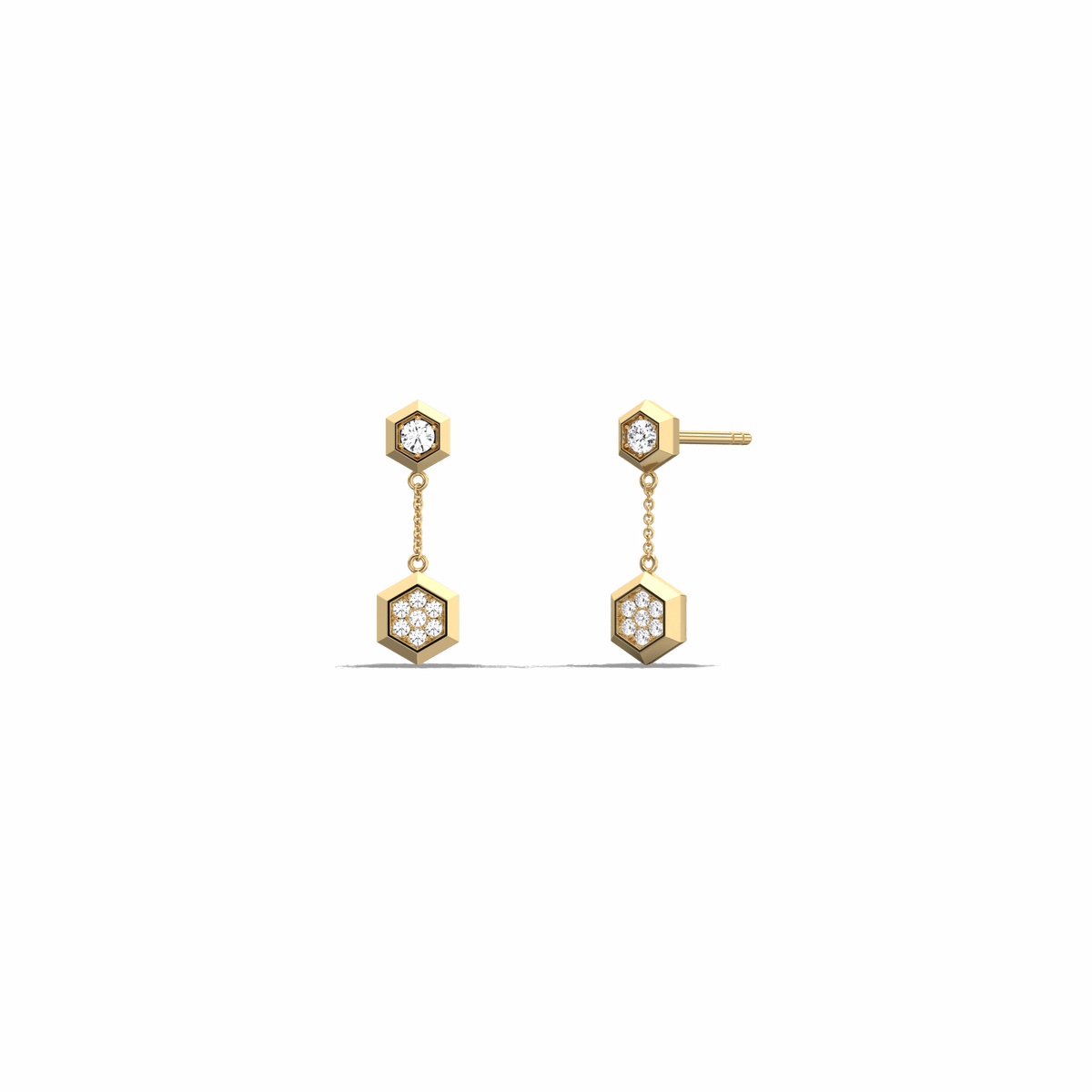 0.15CTW Round Lab Dimaond Hexagon Drop Earring - 