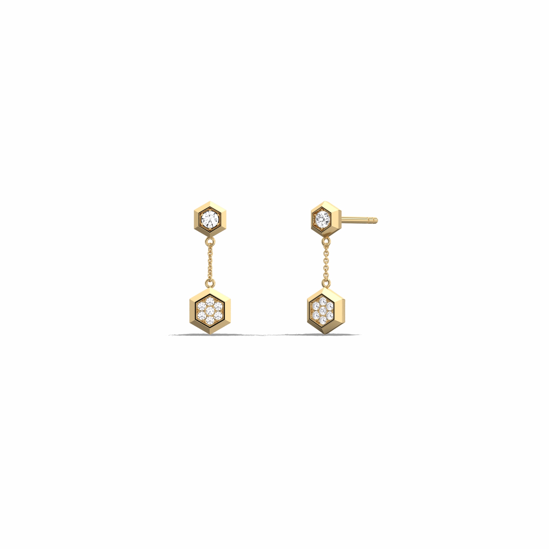0.15CTW Round Lab Dimaond Hexagon Drop Earring - 