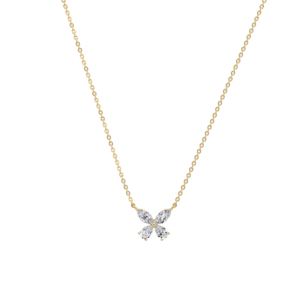 0.5CTW Lab Grown Diamond Butterfly Necklace In 14K Solid Gold/Platinum - Necklaces