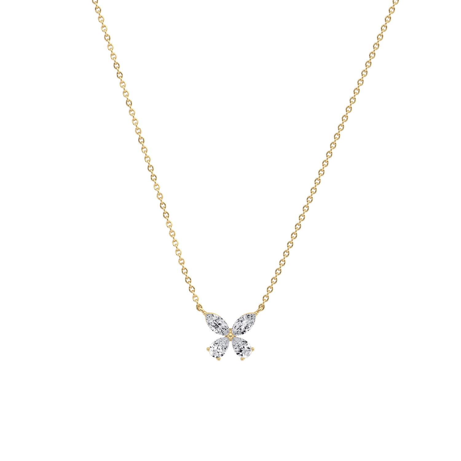 0.5CTW Lab Grown Diamond Butterfly Necklace In 14K Solid Gold/Platinum - Necklaces