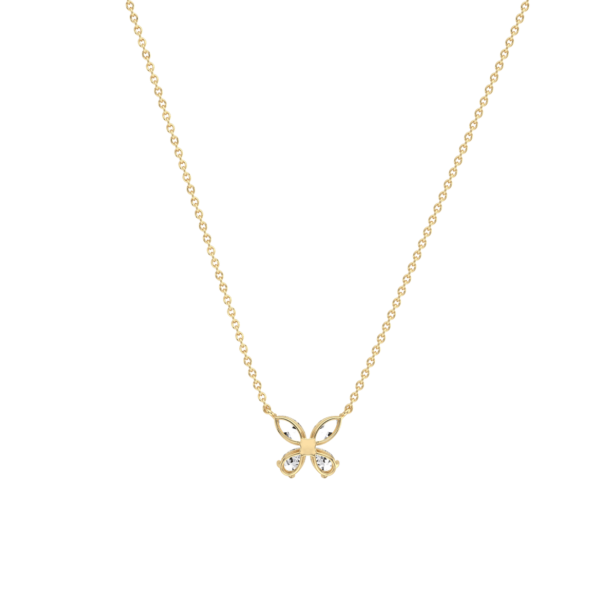 0.5CTW Lab Grown Diamond Butterfly Necklace In 14K Solid Gold/Platinum - Necklaces