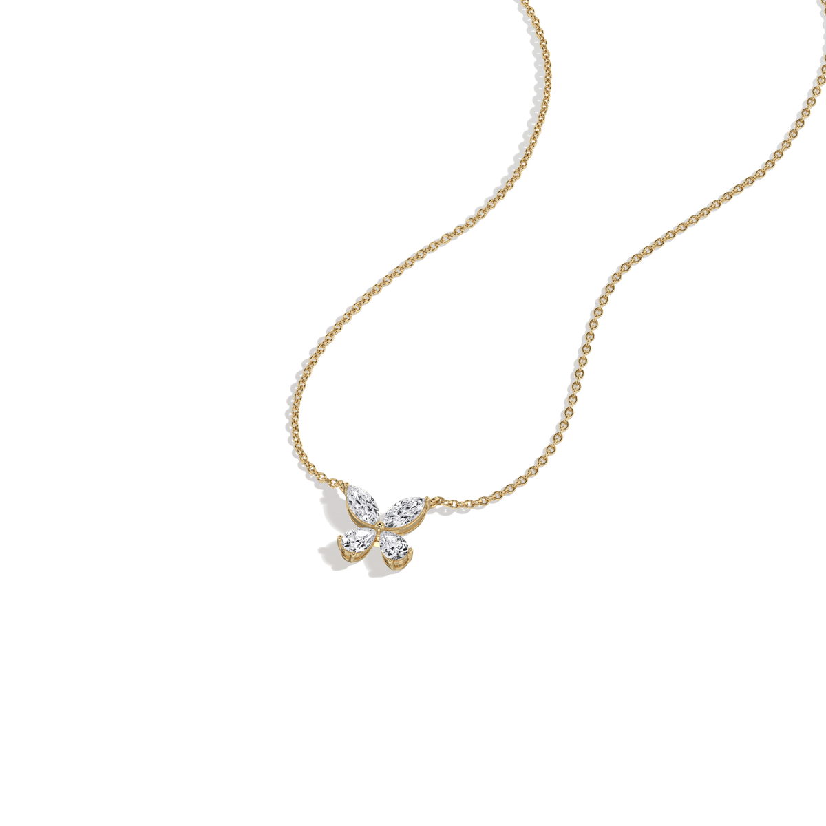 0.5CTW Lab Grown Diamond Butterfly Necklace In 14K Solid Gold/Platinum - Necklaces