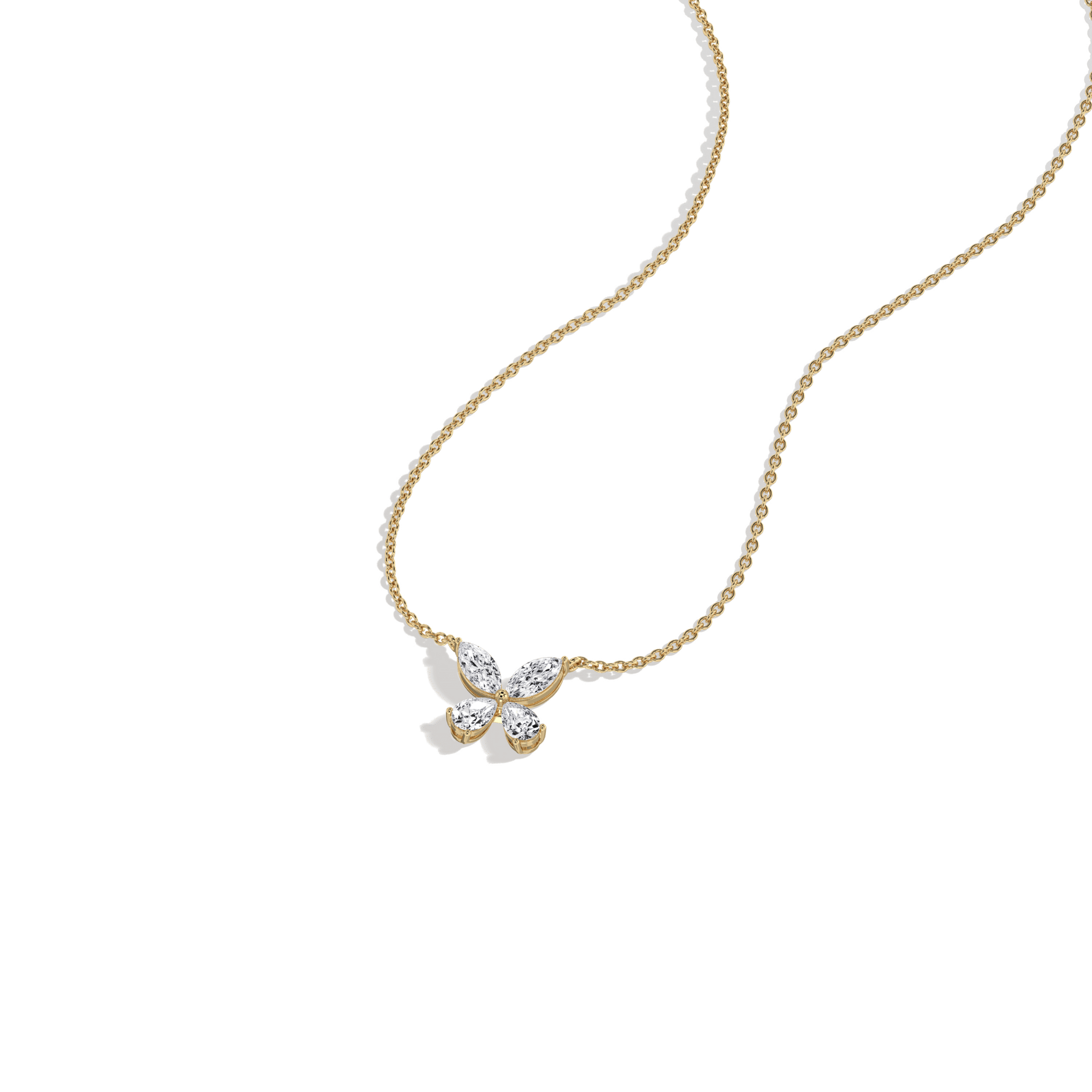 0.5CTW Lab Grown Diamond Butterfly Necklace In 14K Solid Gold/Platinum - Necklaces