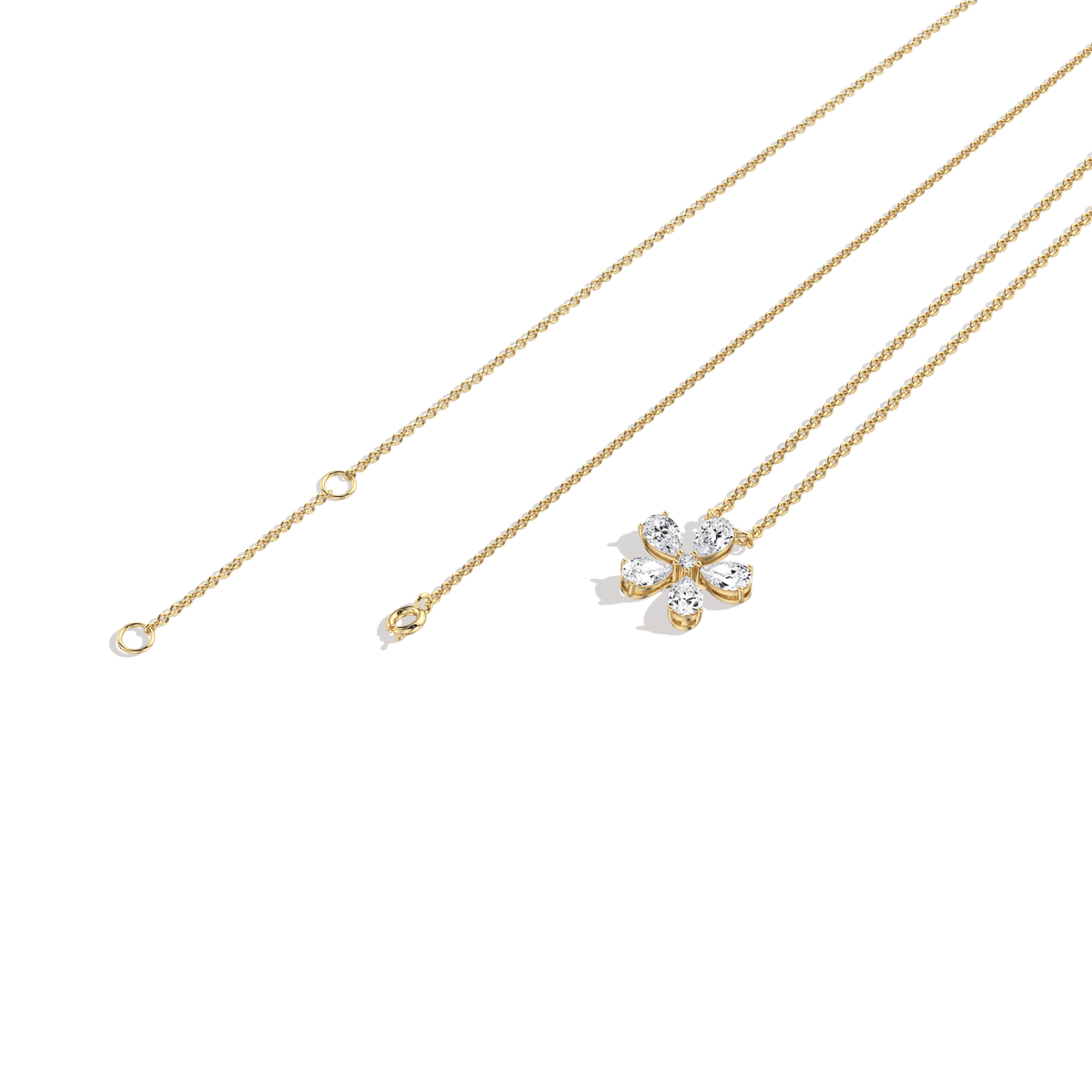 0.75CTW Lab Diamond Petite Flower Pendant Necklace In 14K Solid Gold/Platinum - Necklaces