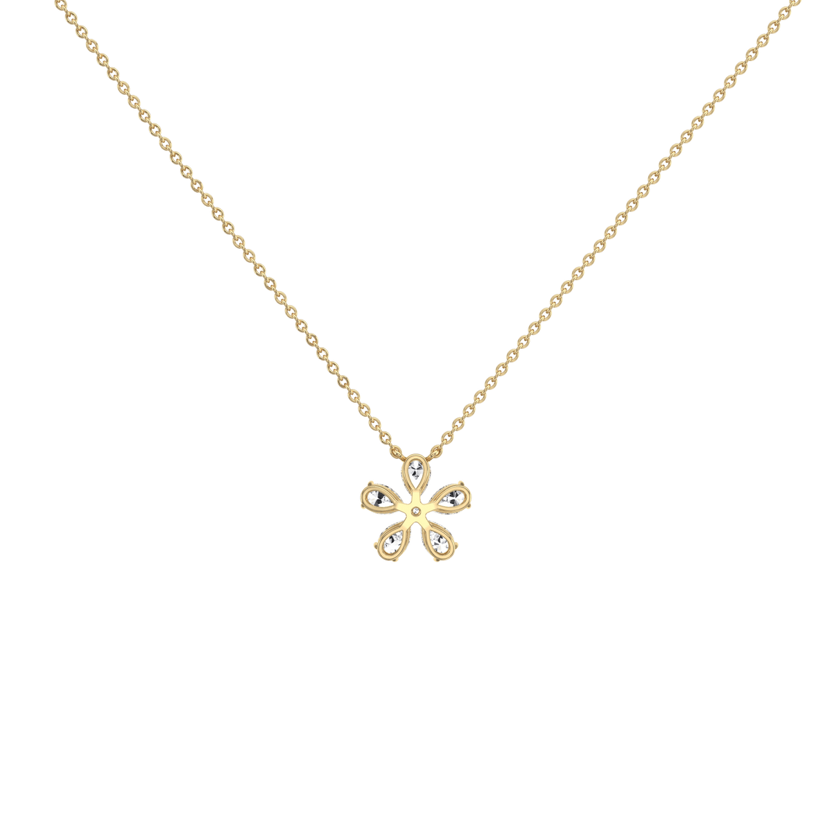 0.75CTW Lab Diamond Petite Flower Pendant Necklace In 14K Solid Gold/Platinum - Necklaces