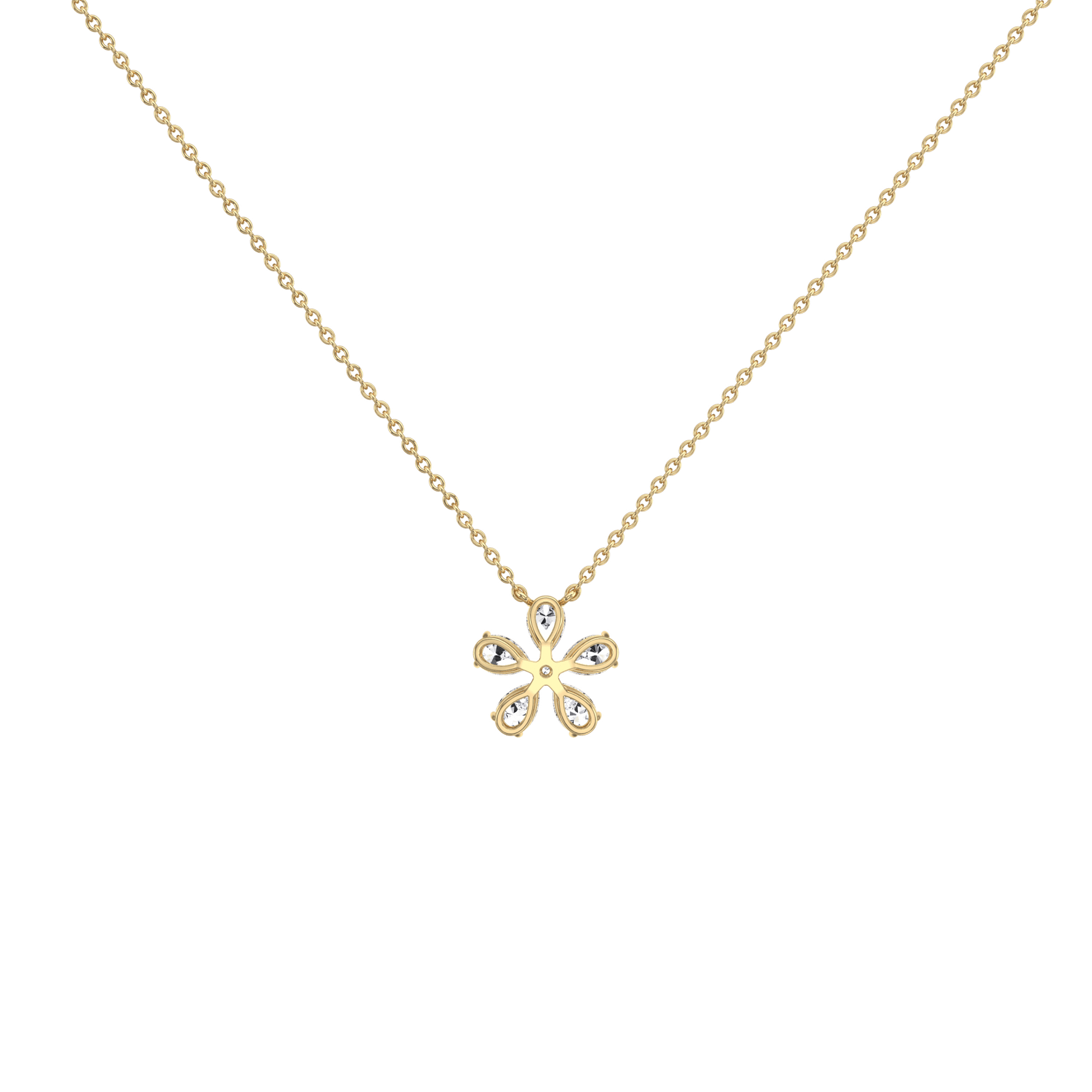 0.75CTW Lab Diamond Petite Flower Pendant Necklace In 14K Solid Gold/Platinum - Necklaces