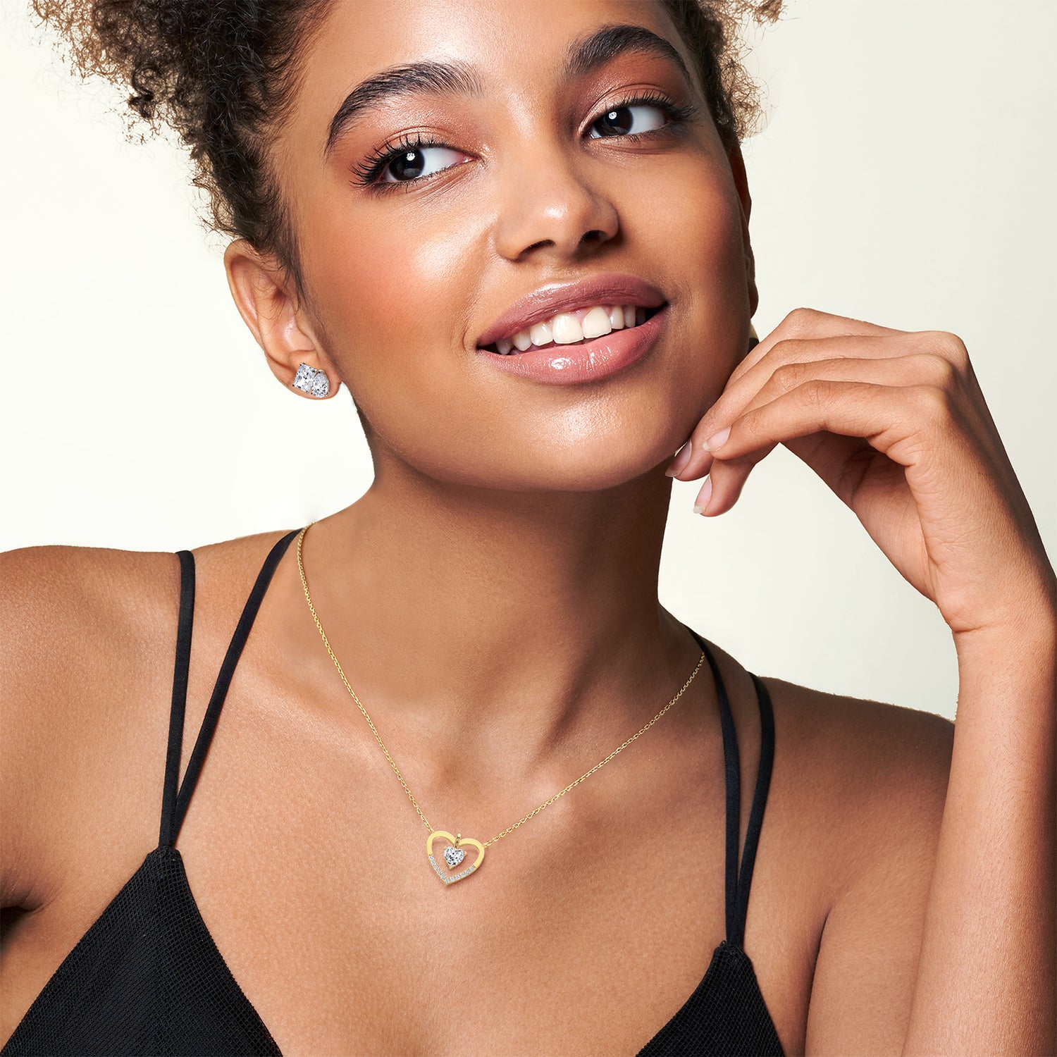0.18CTW Lab Grown Diamond Heart Necklace In 14K Solid Gold/Platinum - 