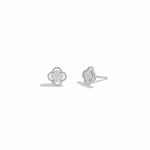 Lab Diamond Clover Strud Earrings In 14K Solid Gold/Platinum - 