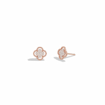 Lab Diamond Clover Strud Earrings In 14K Solid Gold/Platinum - 