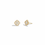 Lab Diamond Clover Strud Earrings In 14K Solid Gold/Platinum - 